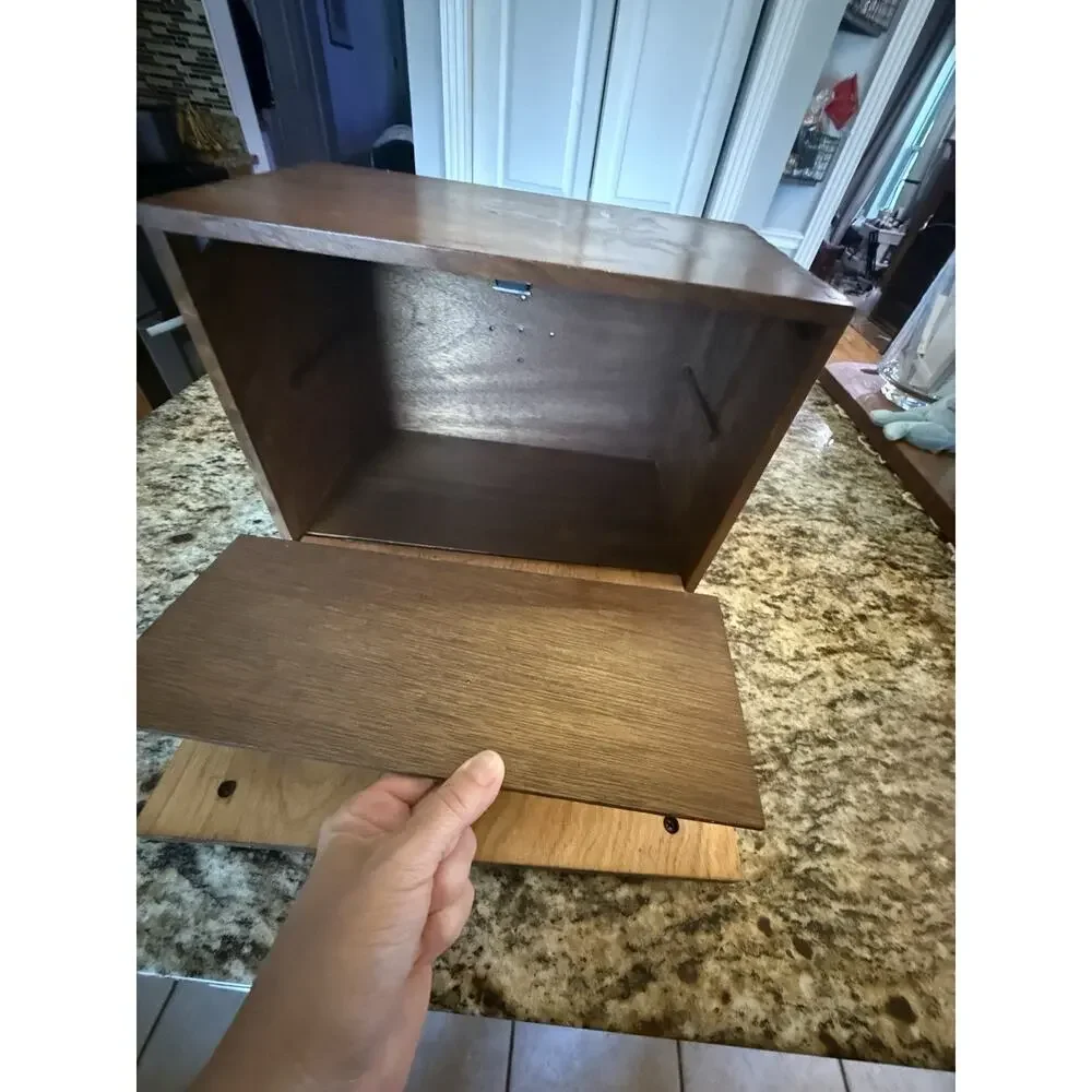 Vintage Wood Bread Box Brass Eagle Cutting Board Americana MCM EUC